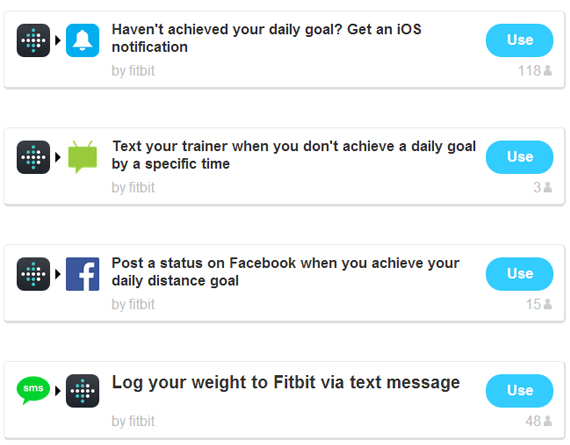 Exemples d'utilisation du Fitbit sur IFTTT