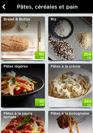 Jawbone : Application Repas