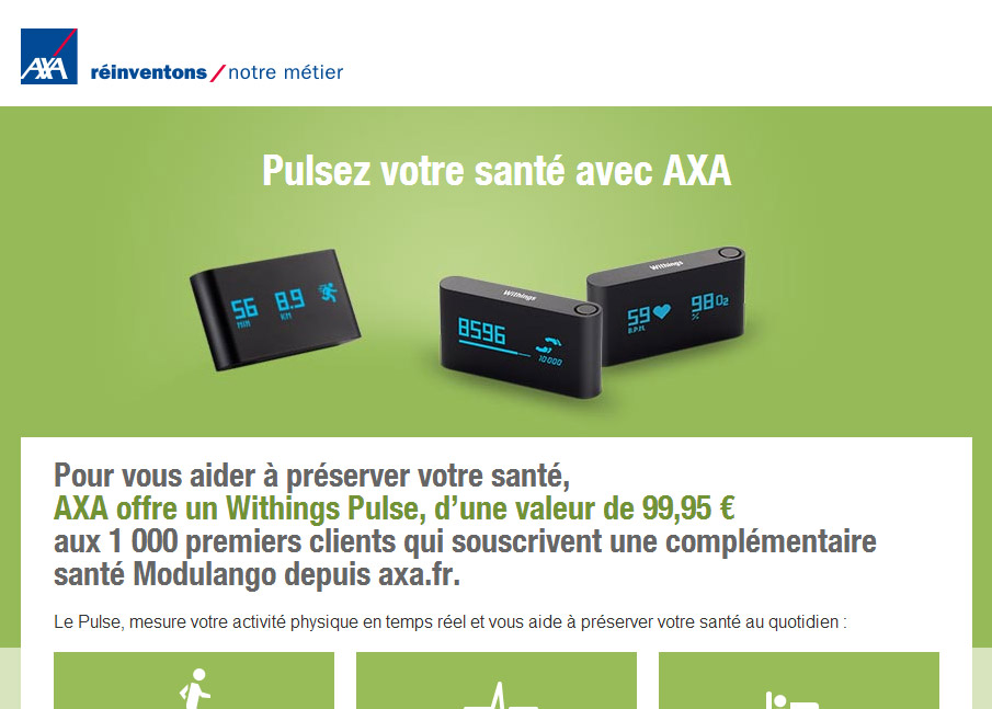 Santé connectée : Axa et Withings (Pulse O2)