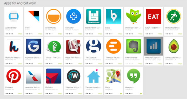 Applications Android Wear sur Google Play