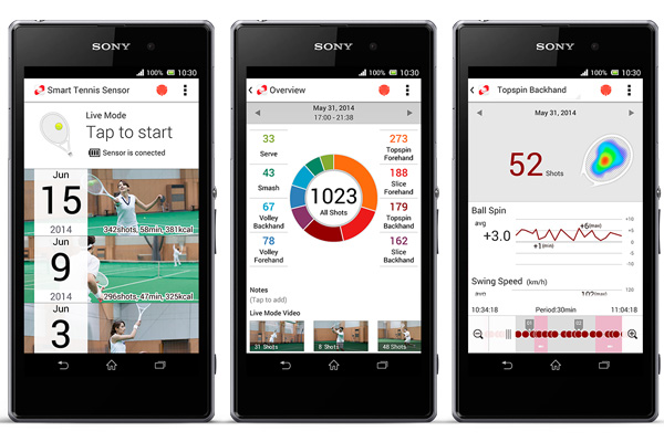 Sony Smart Tennis Sensor : application mobile