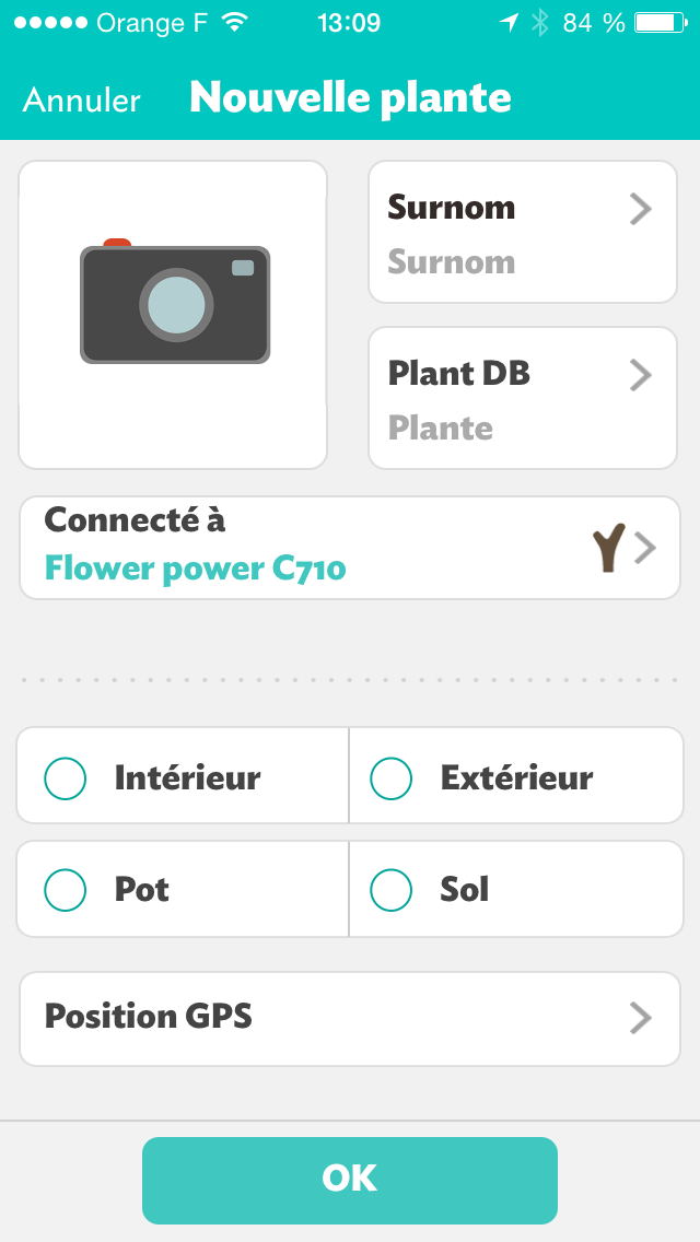 Application Flower Power ajout Plante