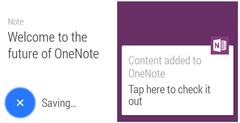 OneNote sur Android Wear