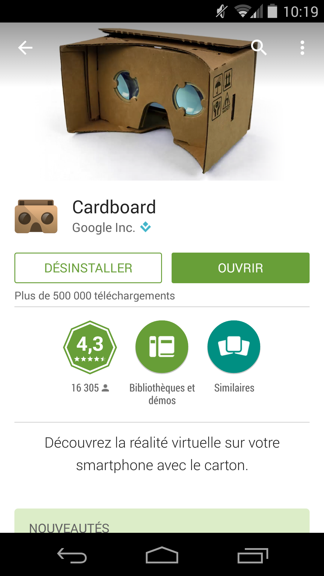 Application Google Cardboard Play Store