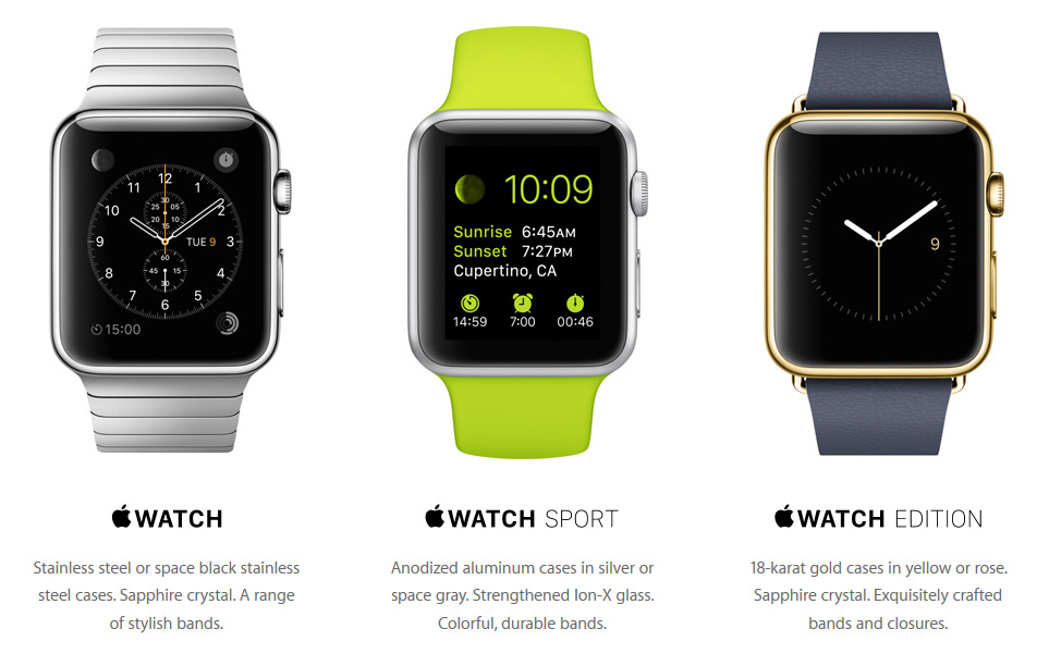 Apple Watch : 3 modèles