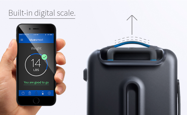 Bluesmart mesure le poids de la valise