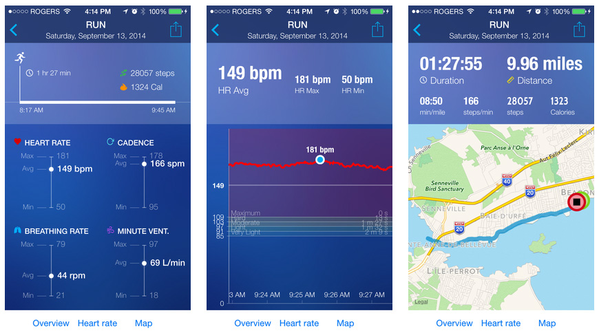 Hexoskin application iOS et Android