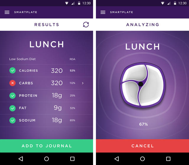 Application mobile Smartplate