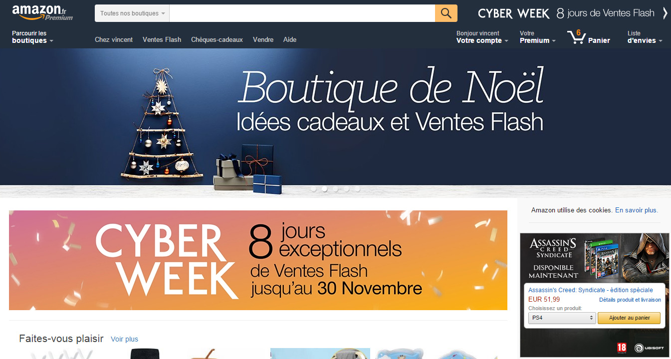 La section Black Friday Amazon s'appelle Cyber Week