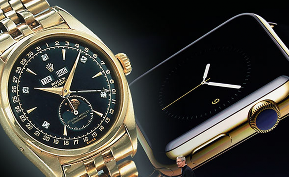 Tim Cook comparant l'Apple Watch avec une Rolex lors d'une keynote
