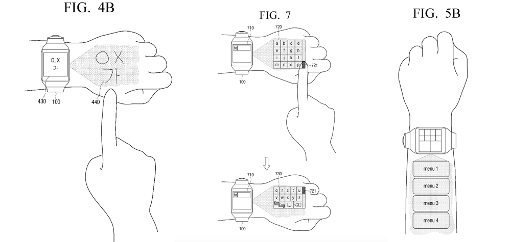 Une image du brevet de la montre connectée / projecteur de Samsung