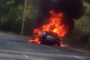 La Tesla Model S en feu